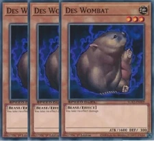 Yugioh - Des Wombat x 3 - 1st Edition NM - Plus Free Holographic Card