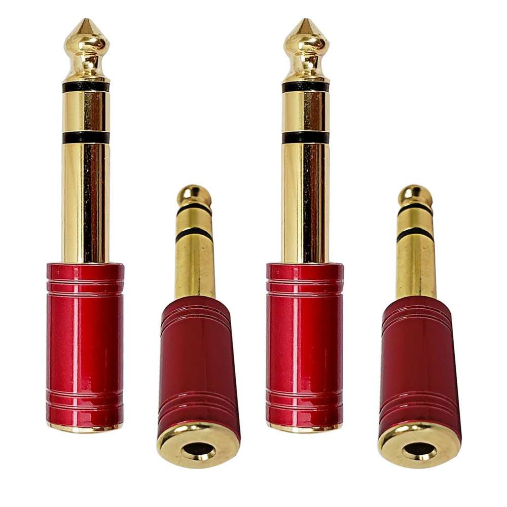 AxcessAbles TRS Stereo Male 1/4 6.35mm to 1/8 3.5mm TRS Female Adapter 4PK