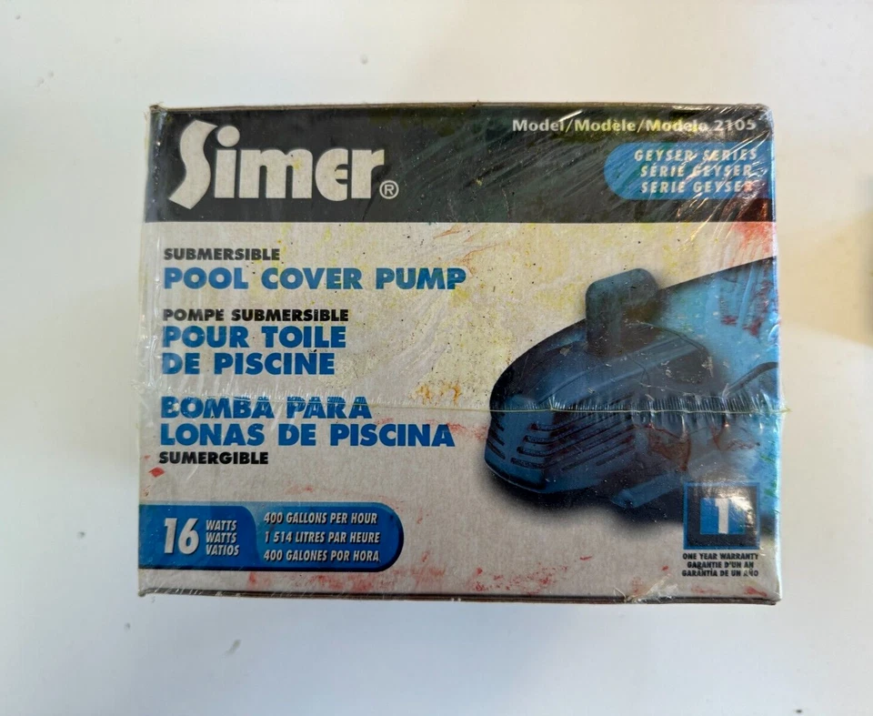 Simer Submersible Pool Cover Pump Geyser Series Model 2105 16W New Sealed - Image 4 of 4