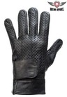 Black Full Finger Perforated Leather Motorcycle Biker Riding Gel Pads Gloves