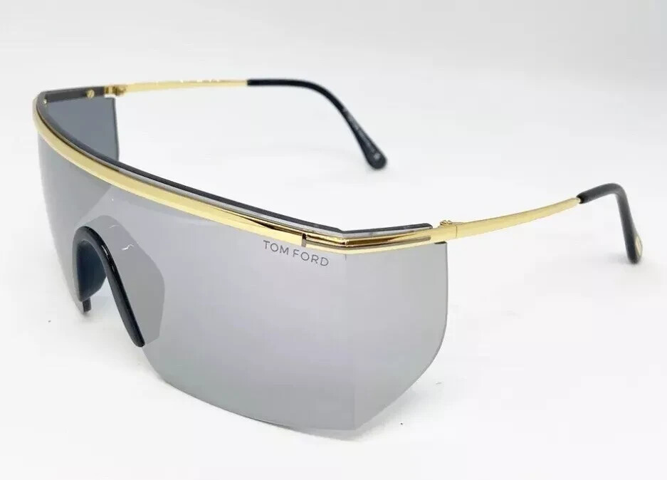 New Tom Ford Pavlos-02 Ft0980 30C Sunglasses Gold / Silver Mirrored Shield
