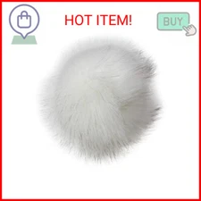 Pepperell Faux Fur Pom With Loop-White/Black,
