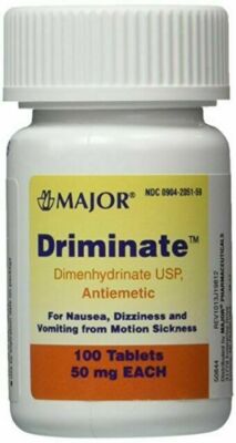 Driminate Generic for Dramamine Motion Sickness 50 mg Anti Nausea 100 count