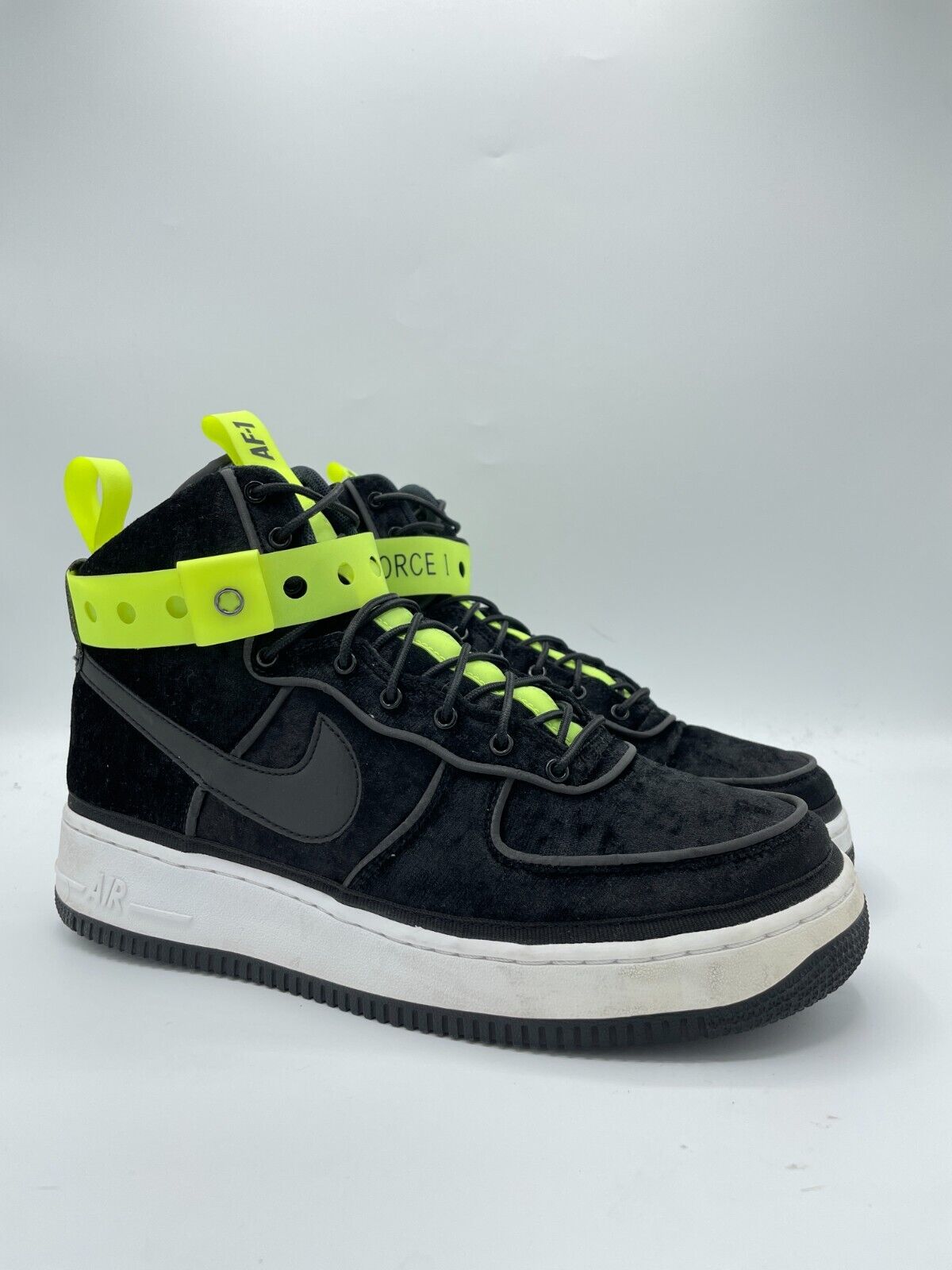 Size 9 - Magic Stick x Nike Air Force 1 VIP Black Velour Yellow Volt