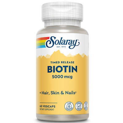 Solaray Biotin 5000 mcg | Timed Release | 60 VegCaps