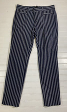 Banana Republic Sloan Pants Size 2 Womens Mid Rise Navy White Stripes 27 inseam