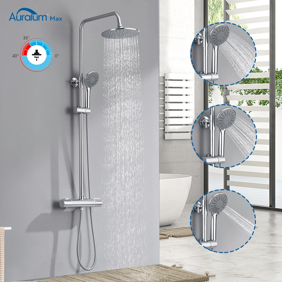 Duschsystem Thermostat Duscharmatur Regendusche Duschset mit Handbrause Chrom