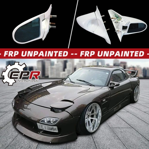 For Mazda RX7 FD3S LHD 2pcs Rearview Rear View Mirror Trim Mirrors FRP Unpainted