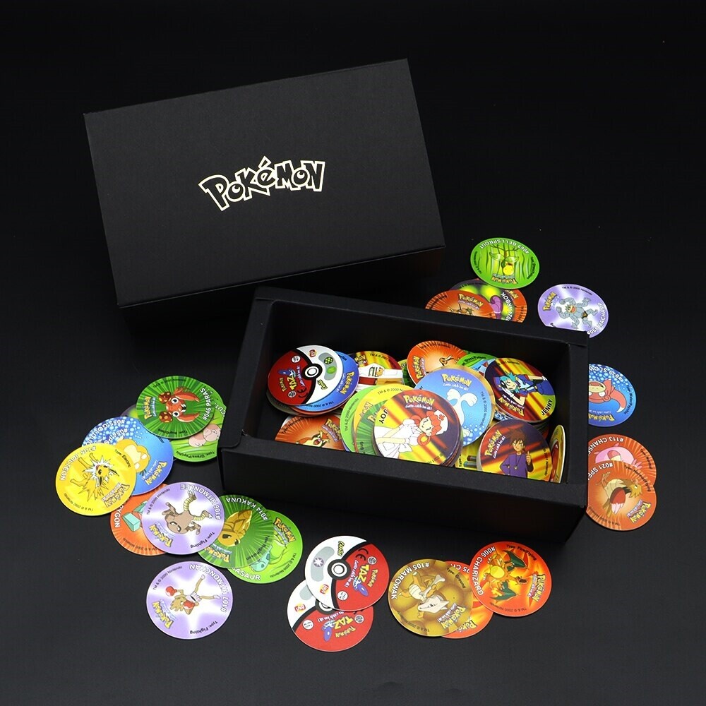Pokemon Tazos Box Plastic Round Stroke Game Collectible Kids Toy