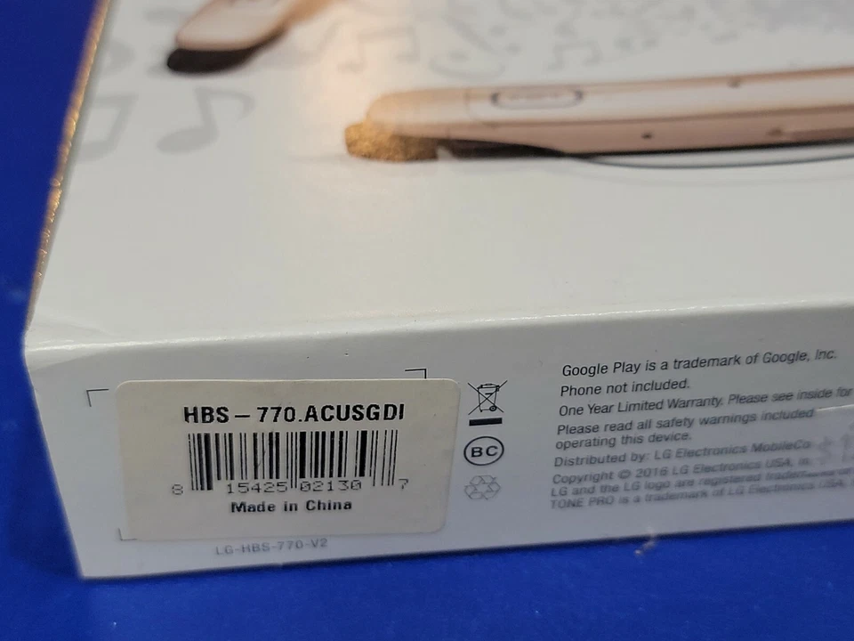 LG HBS-770 Tone Pro Wireless Headphones Neckban Bluetooth (GOLD)NEW NOT SEALED - Image 2 of 4