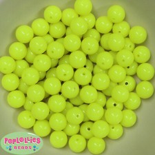 12mm Neon Yellow Acrylic Solid Bubblegum Beads Lot 40 pc.chunky gumball