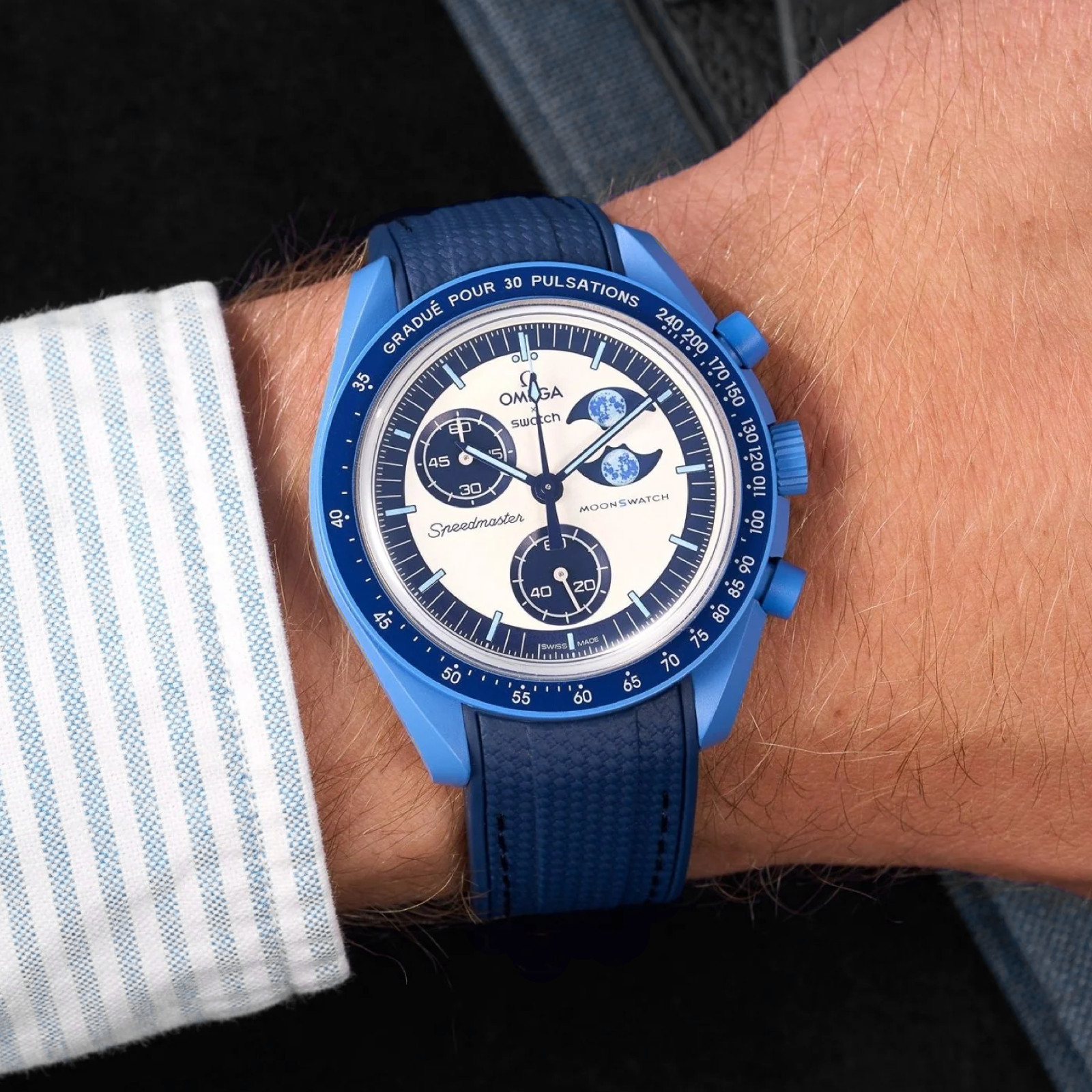 Bracelet Souple MoonSwatch Bleu 20mm pour Éviter la Transpiration