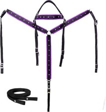 Ridex Synthetic Horse Tack Set Headstall Breast Collar with Reins, All Size .