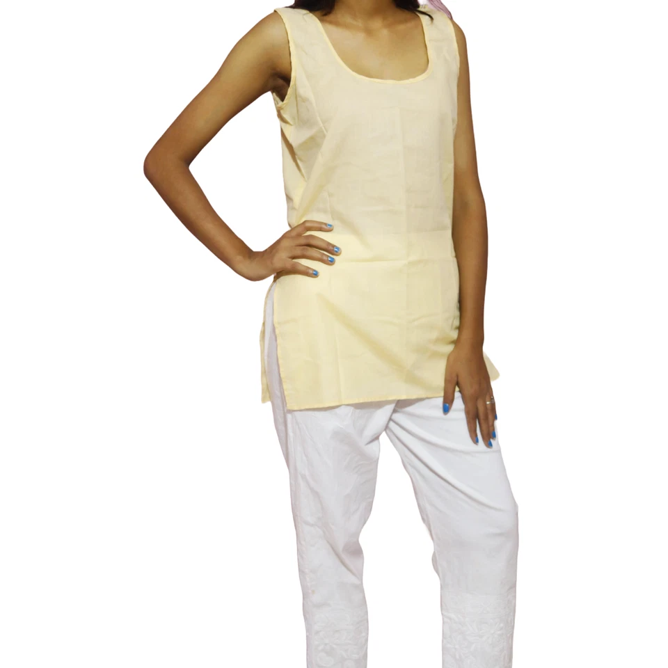 Cotton Inner Slip for Women’s Kurtis,Sleeveless Short Camisole with - Image 2 of 4