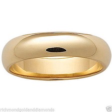 14K Solid Yellow Gold 6mm Size 10 Plain Men and Women Fit Wedding Band Ring 6 MM