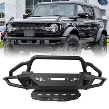 Upgrade Front Bumper w/Bull Bar+Side Wing For 2021 - 2025 Ford Bronco Steel