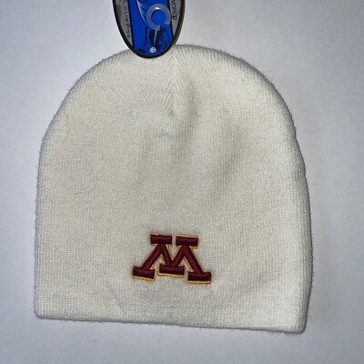 Vtg University of Minnesota Golden Gophers Embroidered Maroon Beanie Hat University Minnesota Golden Gophers Cuffless Dual Logo  main image 2