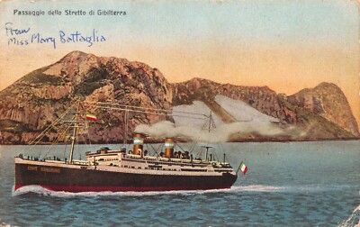 Vtg. c1927 Passage Through the Straits of Gibraltar Postcard p1048