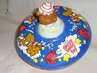 Vintage Spinning Push Top - Ohio Art Sleepy Teddy Top - USA Kids Toy Tin Litho