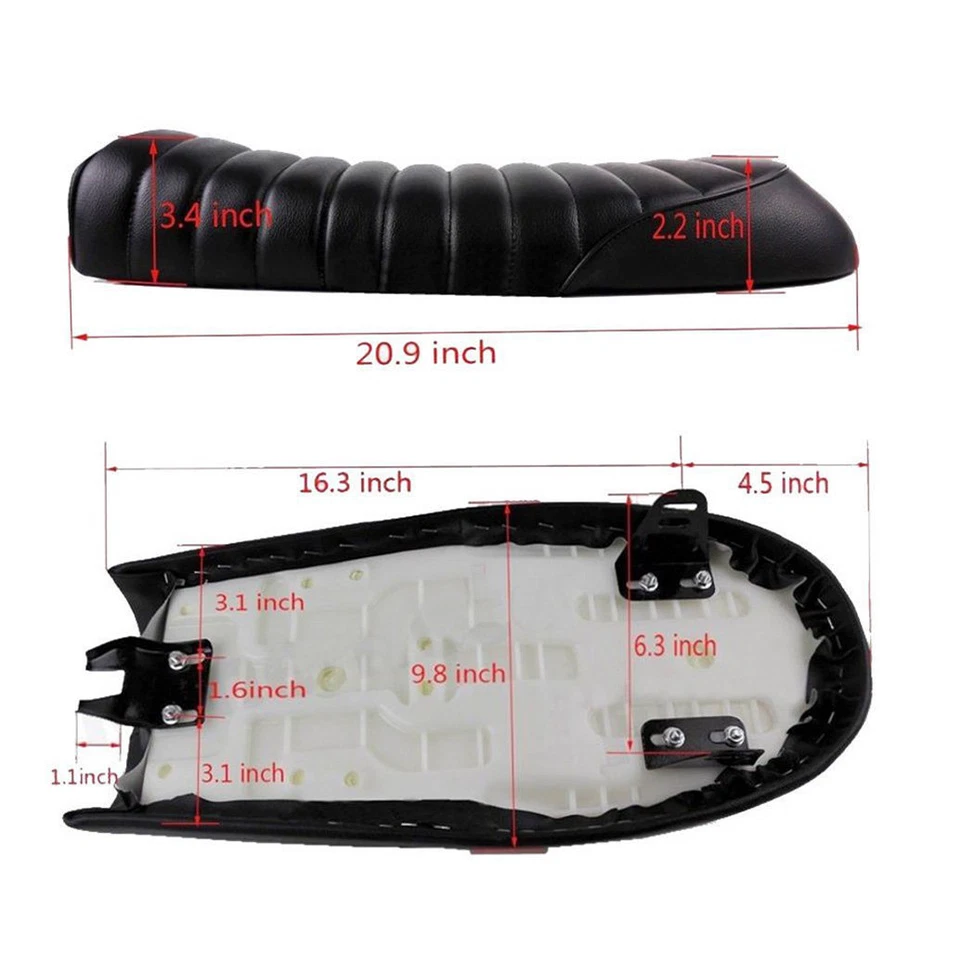 Sillín Brat Café Racer plano negro asiento vintage para Suzuki GR650 GS TU250 GN250 Foto 4 de 4