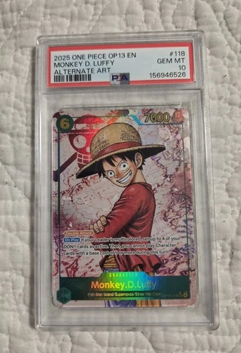 PSA 10 - Monkey D. Luffy OP13-118 - One Piece OP13 Carrying On His Will English