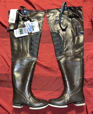 NWT Pro Line Insulated Rubber Wader Hip Boots Men's Sz.8 Steel Shanks Kneepads