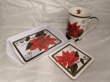 Poinsettia Mug, Coaster & Tray Set (Royal Botanic Gardens, Kew) Tea Coffee Cup