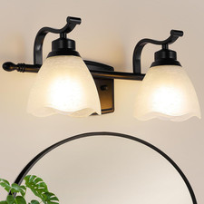 Bathroom Light Fixtures 2-Light, 15 Inch , Matte Black Vanity Lights for Bathro