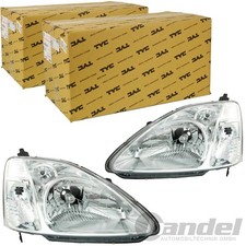 2xTYC H4 SCHEINWERFER LINKS+RECHTS MIT LWR+MOTOR für HONDA CIVIC VII BIS 10.2003