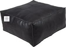 Moroccan Leather Boho New Square 30''Unstuffed Footstool Ottoman Pouffe Genuine
