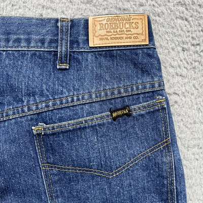 #ad VTG Roebucks Jeans Mens 36x30 Faded Wash Denim Straight Sears 70s Scovill Zip $39.99