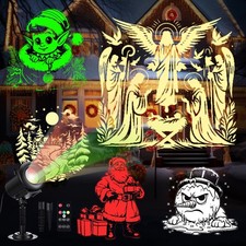 12 in 1 Halloween and Christmas Projector Lights Outdoor Decoration 12 Patterns,