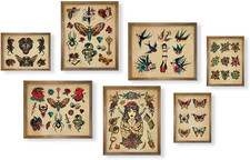 Tattoo Flash Wall Art Decor - Tattoo Shop Wall Decoration - Old School Tattoo
