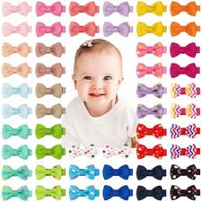C LLOT Baby Hair Clips Baby Girls Fully Lined Bows Pins Tiny 1.6" Hair Bows Alli