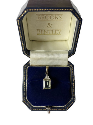 Prasiolith und Diamant Anhänger 9kt Gold 2,50ct Smaragdschliff Prasiolith Pendant