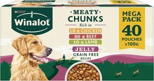 WINALOT Meaty Chunks Mixed in Jelly Wet Dog Food Pouches 40x100g 4.13 per kilo