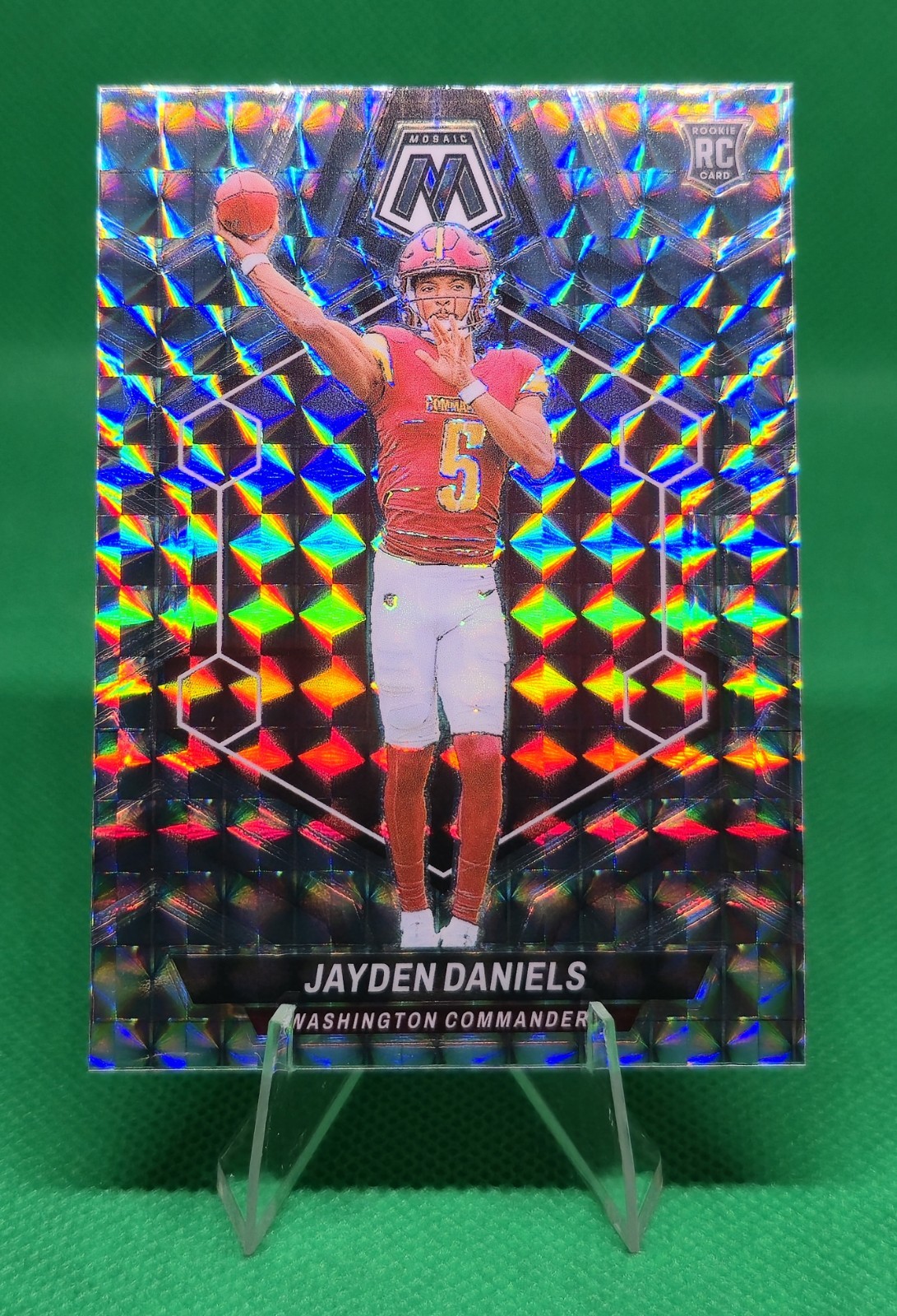 JAYDEN DANIELS RC 2024 Panini Mosaic Silver Mosaic Prizm Rookie Card #302