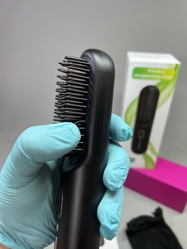 Cordless Hair Straightener Brush Comb Pro Negative Ionic Smoothing Heated Styler - Picture 21 of 24