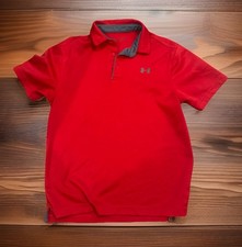 Under Armour Tech HeatGear Red Loose Fit Polo Shirt Small