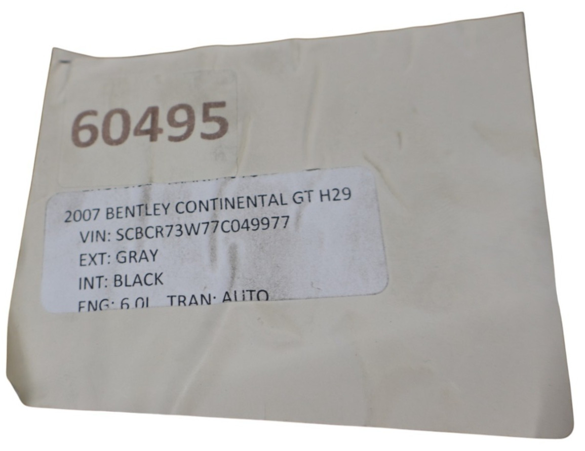 03-10 Bentley Continental GT Coupe Rear Right Side Quarter Window GlasS