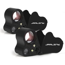 2 Pack 30X 60X Illuminated Jewelers Loupe Magnifier, Foldable Jewelry Magnifi...