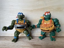 Vtg 1993 TMNT Action Figures Pizza Tossin Leonardo Michelangelo Playmates Toys
