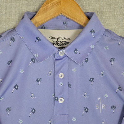 STRAIGHT DOWN x SHEEP RANCH BANDON Mens Hawaiian Spearfishing Polo Shirt Medium