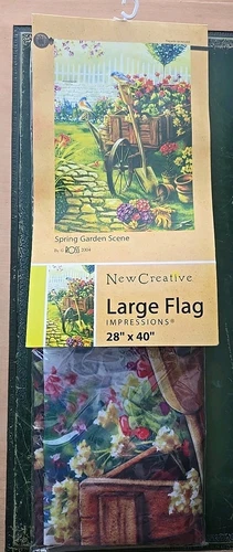 NWT 2006 New Creative 40"X28" Large Flag Spring Garden Scene by ROSS 2004 Flower - Picture 2 of 7