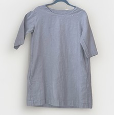 Len OK Linen Dress L  (actual S/M) Taupe Short Sleeve Minimalist Artisan Shift