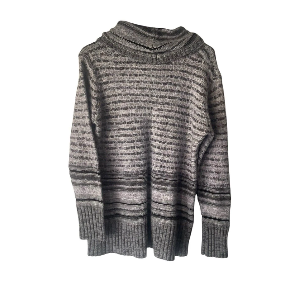 Suéteres de Estados Unidos para mujer talla XL capucha cuello rayas gris tejido acogedor suéter Foto 4 de 4