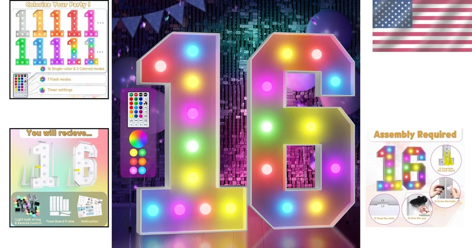 Marco globo mosaico 18 colores para dulce 16 aniversario Foto 2 de 4