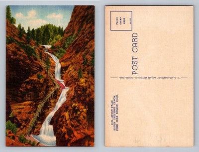 Colorado Springs, CO-Colorado, Seven Falls Scenic Cascade Vintage Postcard
