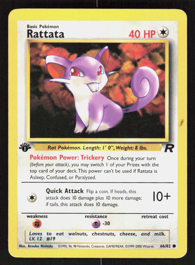 Pokemon Rattata 66/82 1st Edition Common Team Rocket (LP)