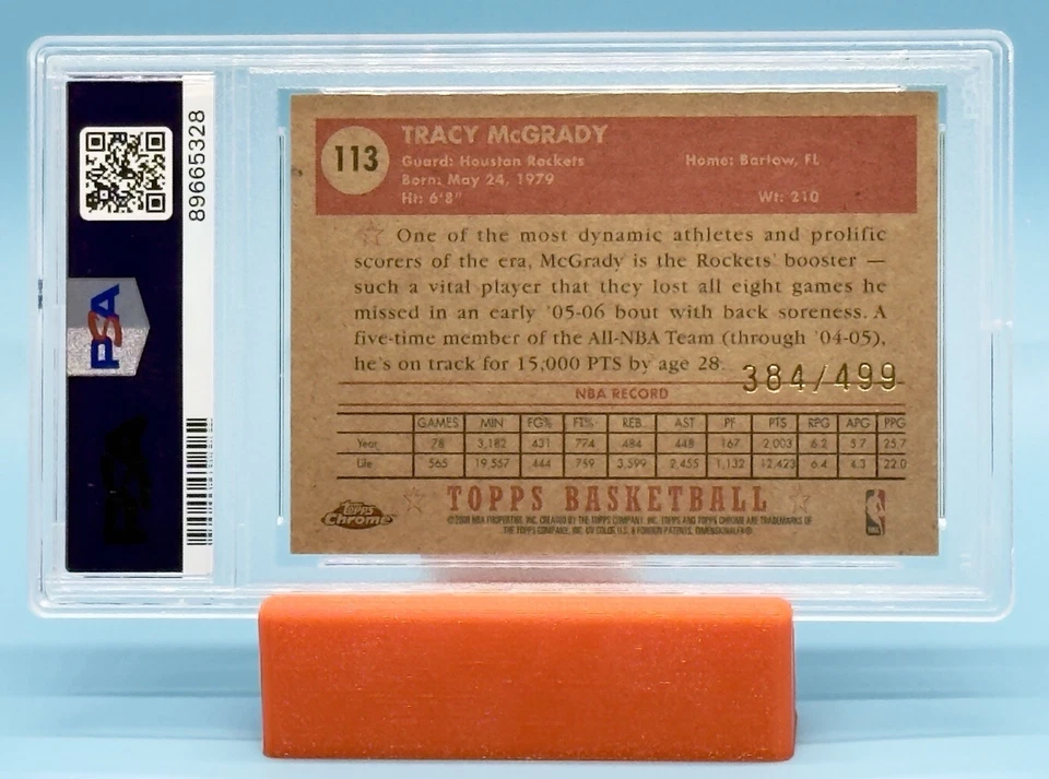 2005 Topps 1952 Style Tracy Mcgrady #113 Chrome /499 PSA 9 - Image 2 of 3